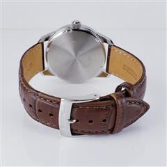 Seiko Gent's Watch Solar Green Dial Brown Leather Strap Day/Date 40mm SNE529